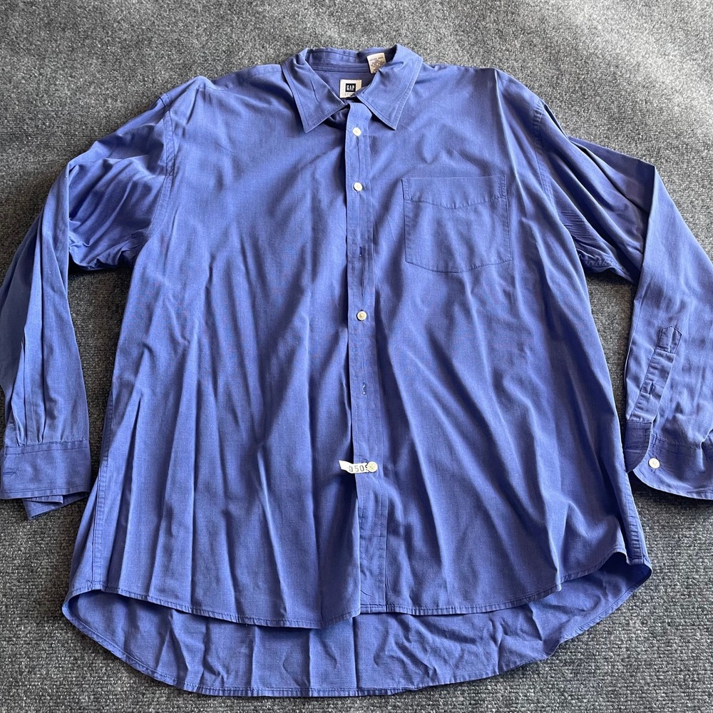 Gap Factory Store Mens Blue Cotton Long Sleeve Button Down Shirt XL A026